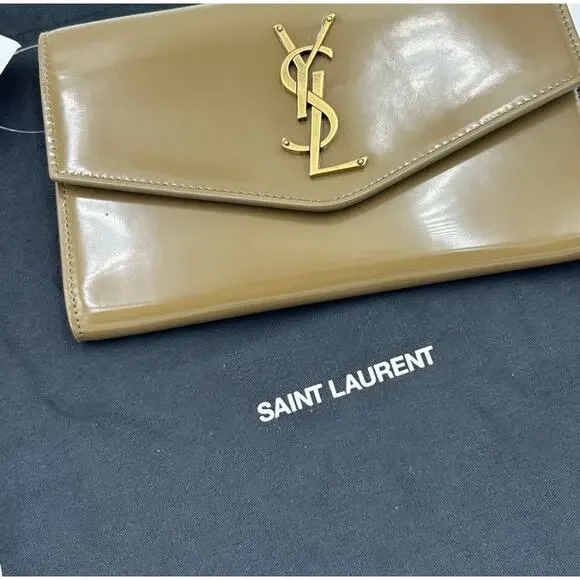 Saint Laurent Ysl Tan Leather Clutch/chain wallet made in Italy - Picture 3 of 11